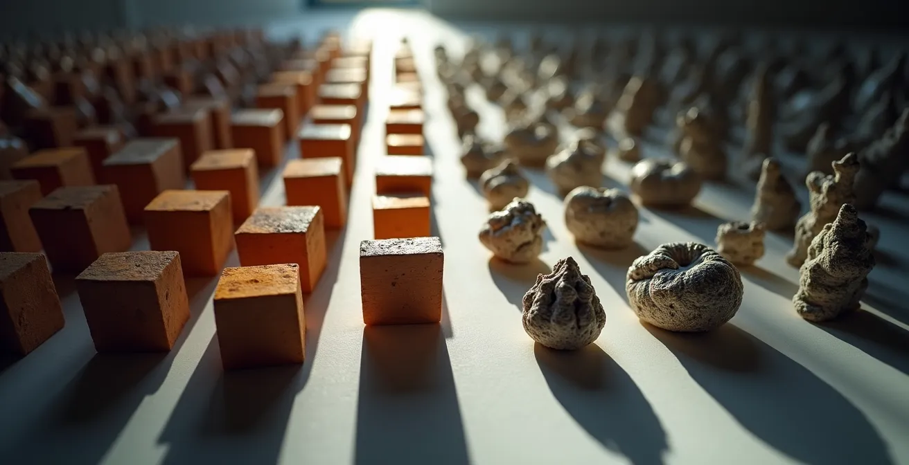 Abstract visualization of algorithm pattern recognition favoring repetitive content