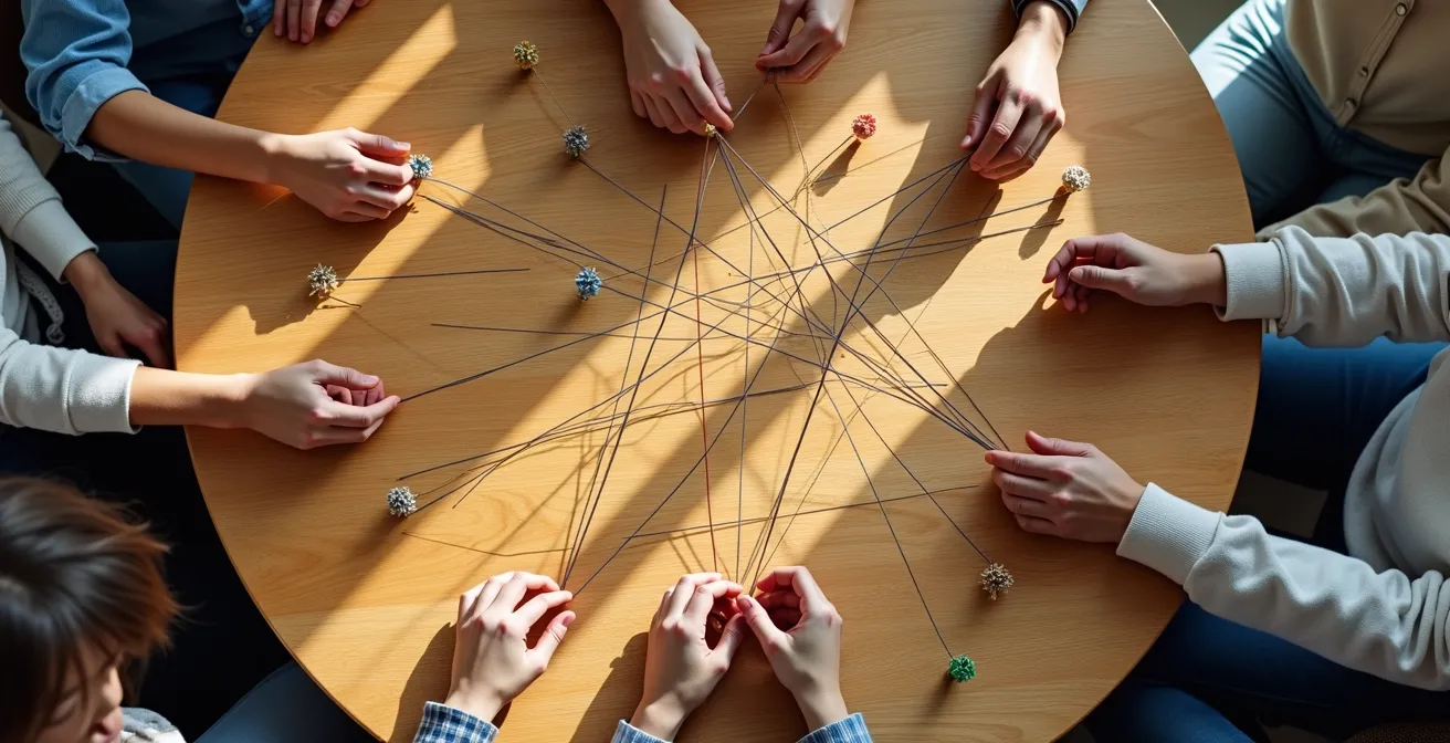 Visual network diagram showing interconnected civic influence pathways in local government structure