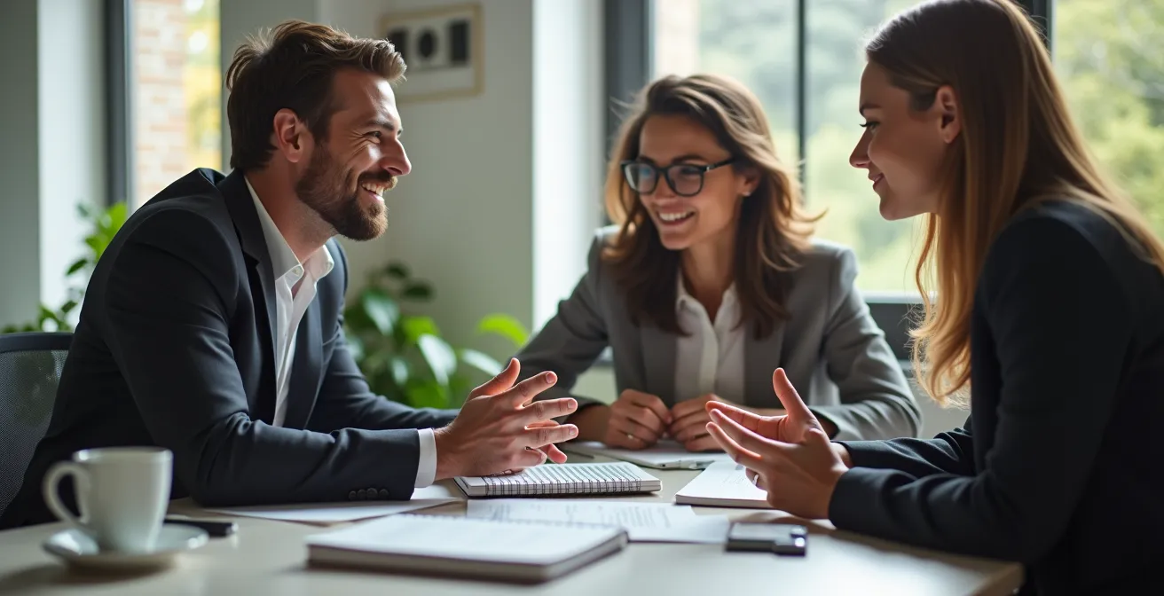 A customer interview taking place in a natural and collaborative work environment.