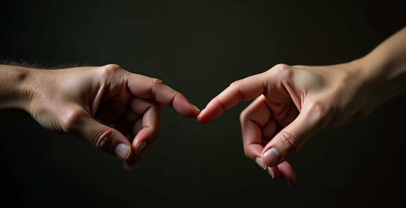 Abstract representation of trust relationship between filmmaker and subject