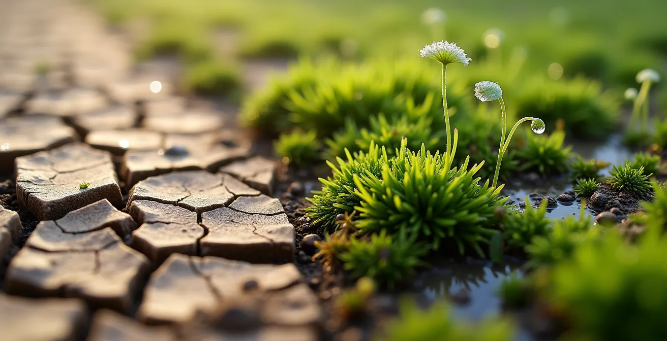 Aerial view showing contrasting neighborhoods with unequal green space distribution