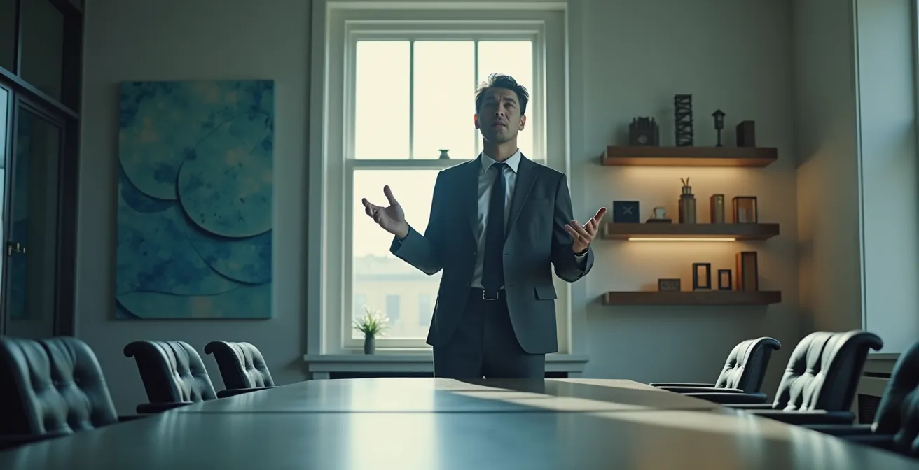 Creative professional presenting concept in modern studio environment