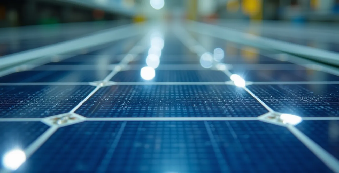 Solar panel production facility showing industrial scale