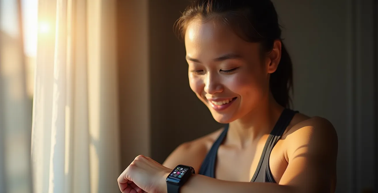 Person's daily health optimization journey from dawn to dusk