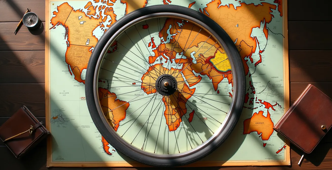 Visual diagram showing a central hub location with radiating day trip destinations connected like spokes