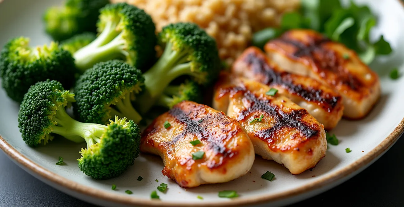 Balanced meal plate showing strategic food placement for blood sugar control