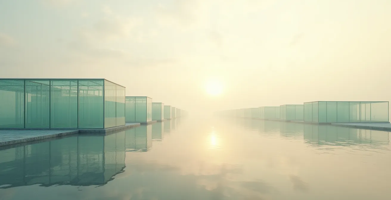 Abstract representation of regulatory frameworks as protective barriers creating competitive advantage